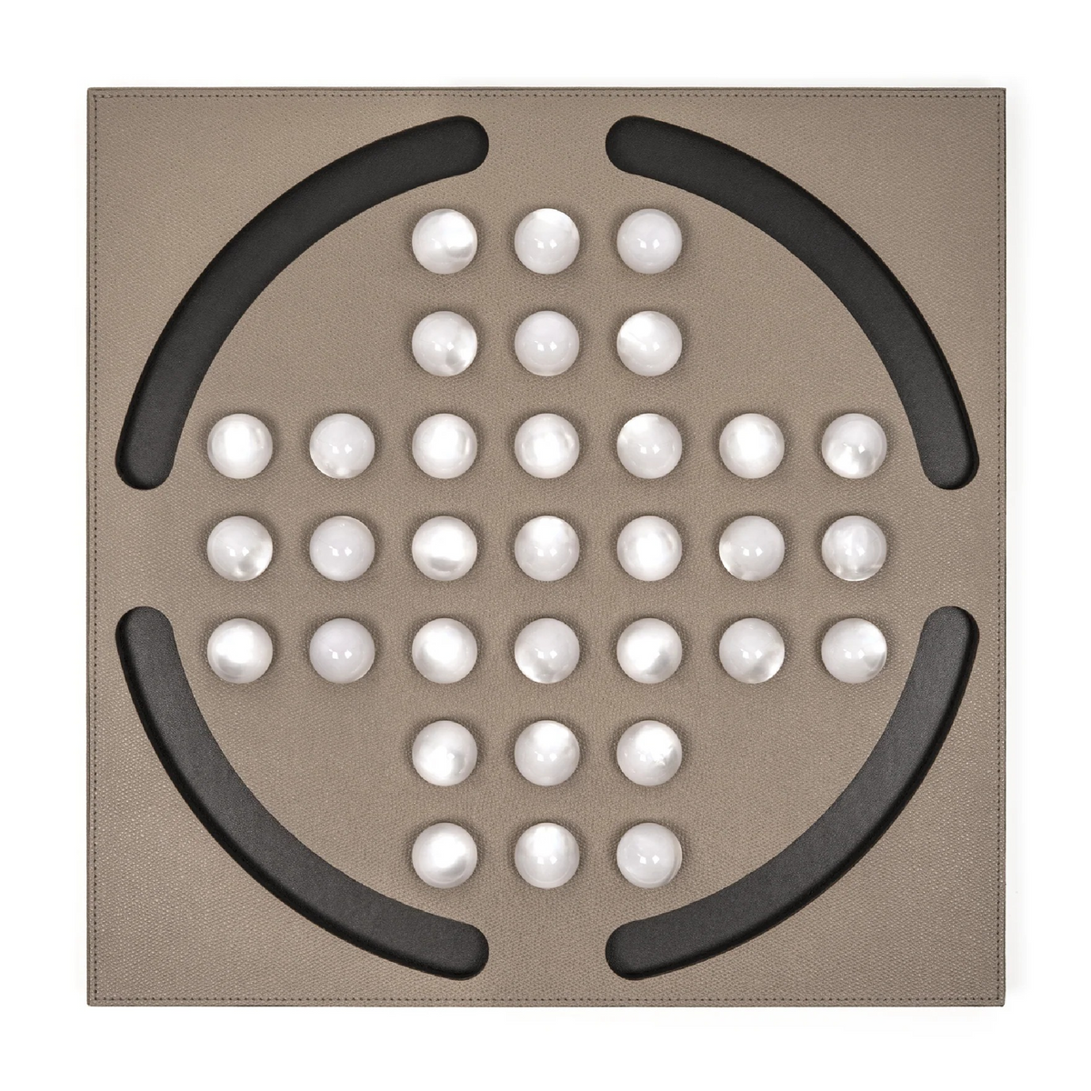 Pearl Pawns Leather Board Game | Pinetti Peg Solitaire | OROA.com
