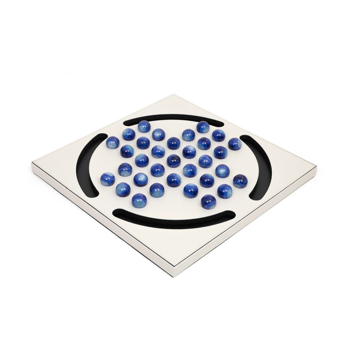 Blue Pawns Leather Game Board | Pinetti Peg Solitaire | OROA.com