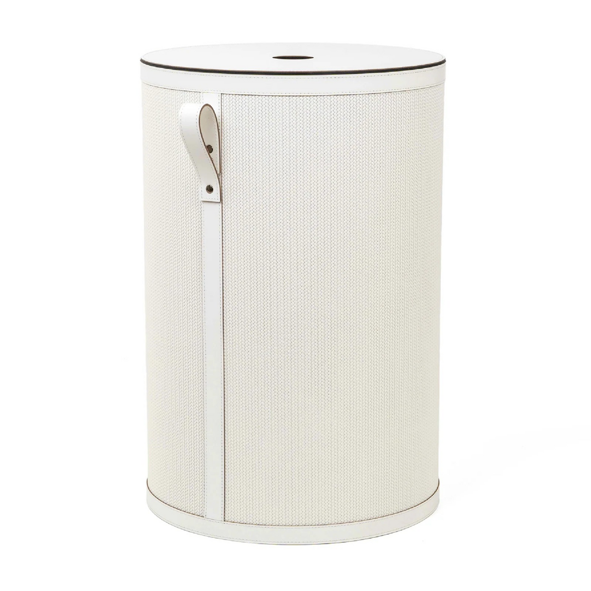 Round Lidded Leather Basket | Pinetti Roda | OROA.com