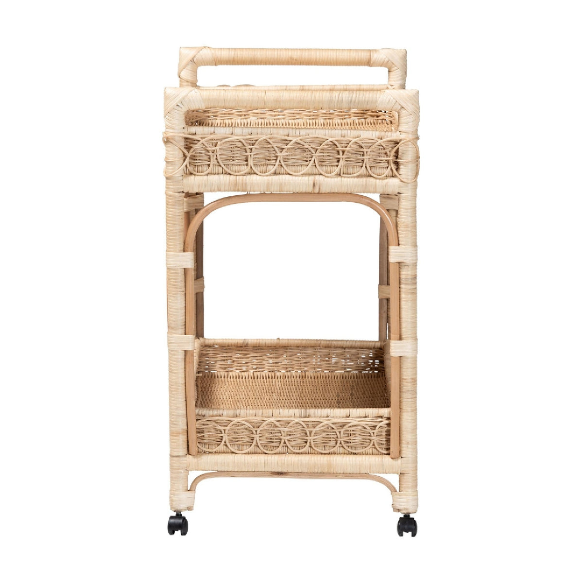 Modern European furniture - Two-Tier Rattan Indoor/Outdoor Serving Cart - www.oroa.com
