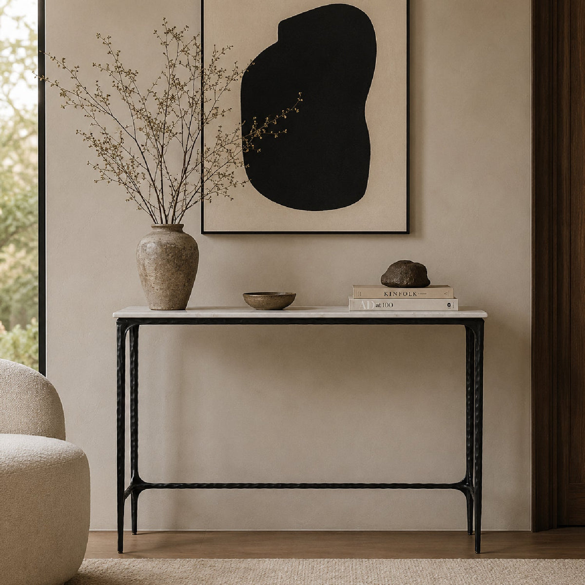 Modern European furniture - White Marble Console Table - www.oroa.com