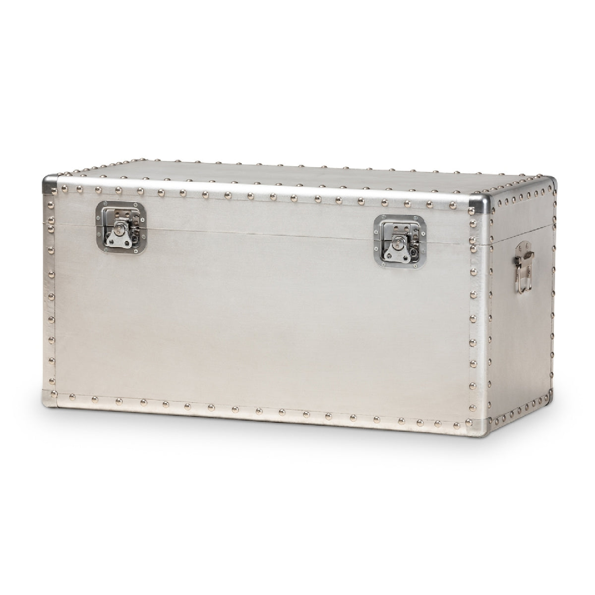 Modern European furniture - Silver Metal Storage Trunk - www.oroa.com