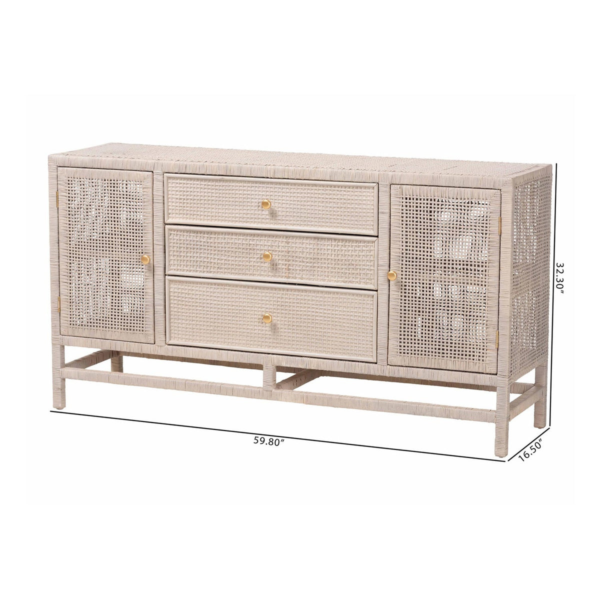 Modern European furniture - Gray Rattan 3-Drawer Cabinet - www.oroa.com