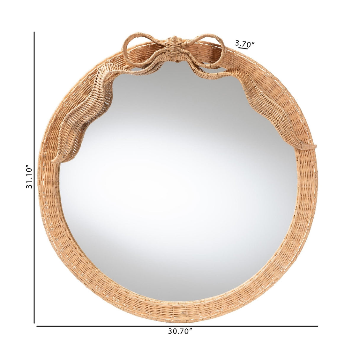 Modern European furniture - Natural Rattan Round Wall Mirror - www.oroa.com