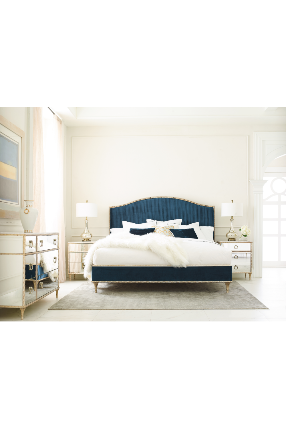 Mirrored Vintage Style Nightstand | Caracole Fontainebleau | Oroa.com
