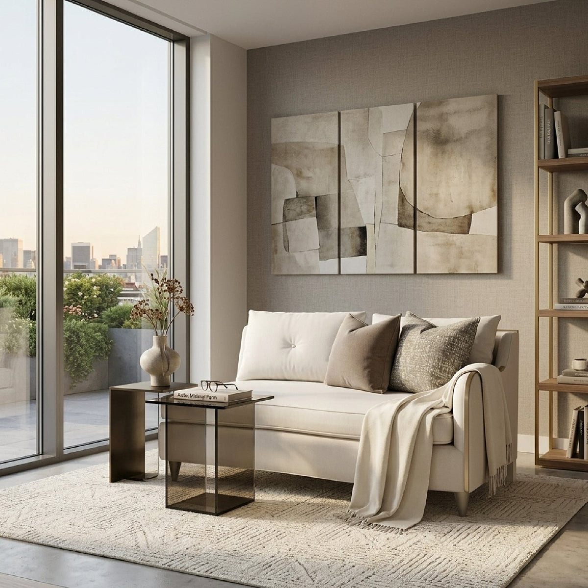 Modern European furniture - Cream Chenille Right-Armed Sofa - www.oroa.com