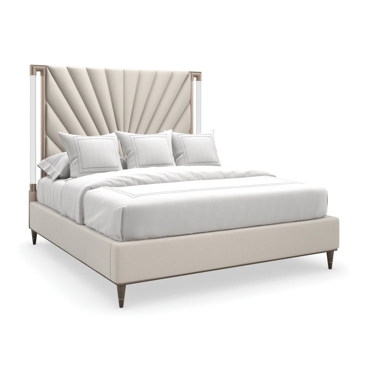 Gold Frame Upholstered Queen Bed | Caracole Valentina