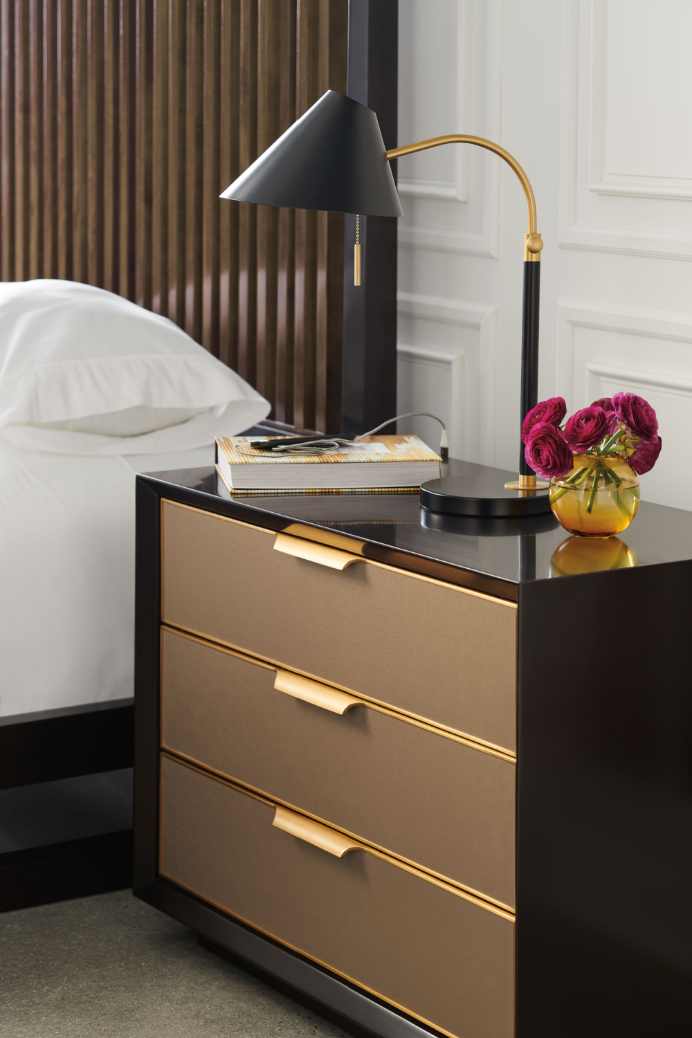 Brown Wooden Canopy Bed | Caracole Pinstripe | Oroa.com