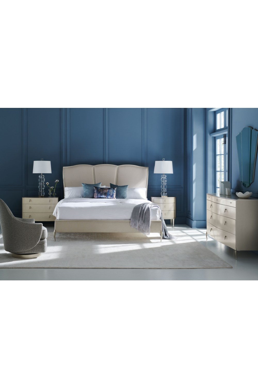 Silver Framed Modern Bed | Caracole Un-Deux-Trois | Oroa.com