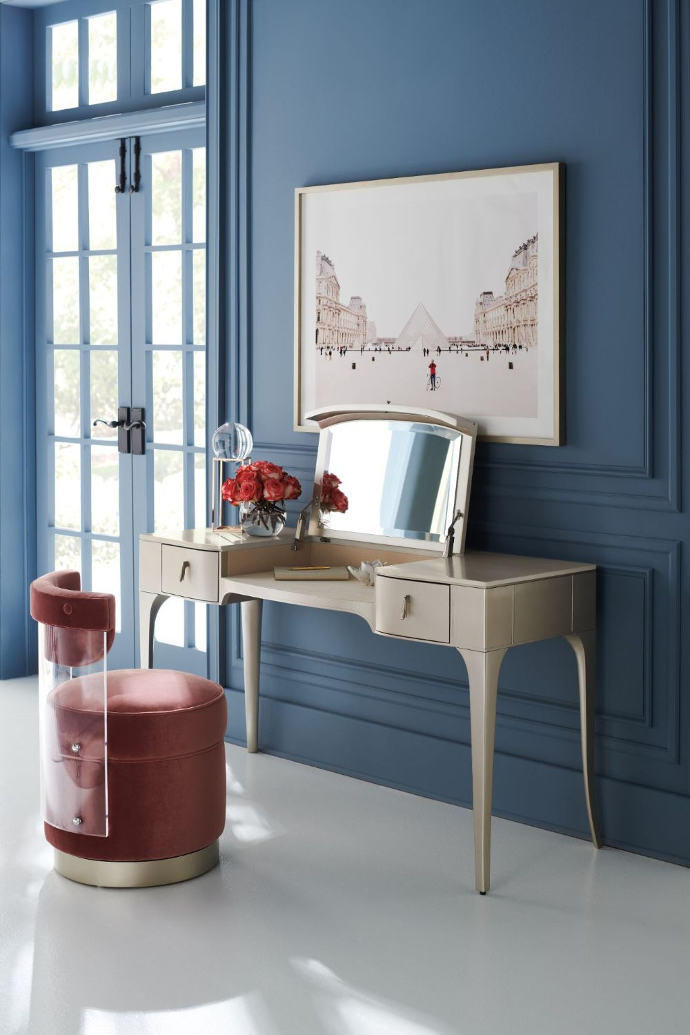 Flip Top Mirror Vanity Table | Caracole Kiss N Makeup | Oroa.com