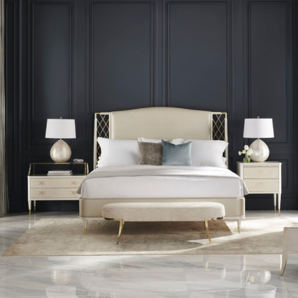 Beige Metal Trellis Bed | Caracole Star Of The Night