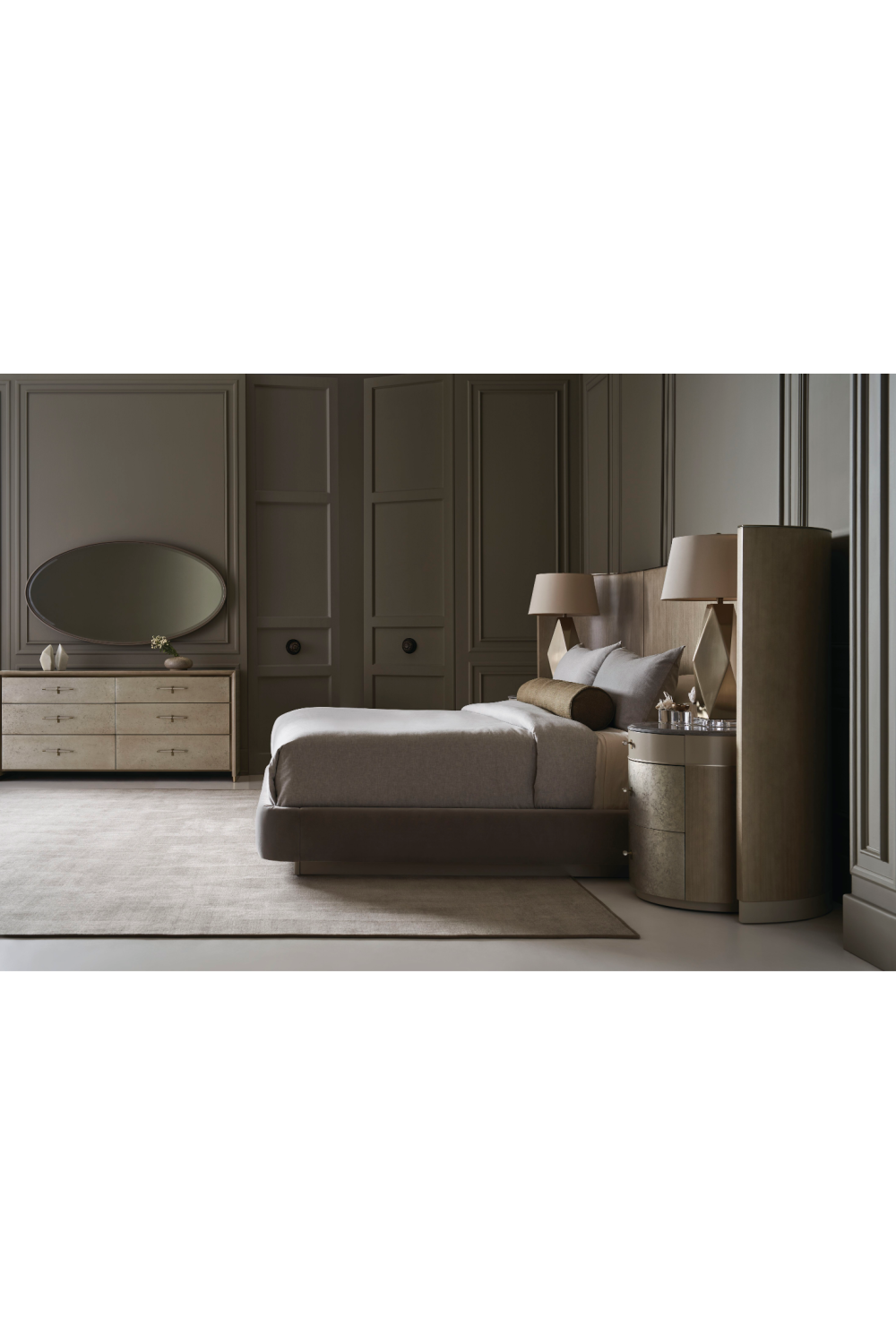 Curved Metallic Nightstand | Caracole Hang Around | Oroa.com