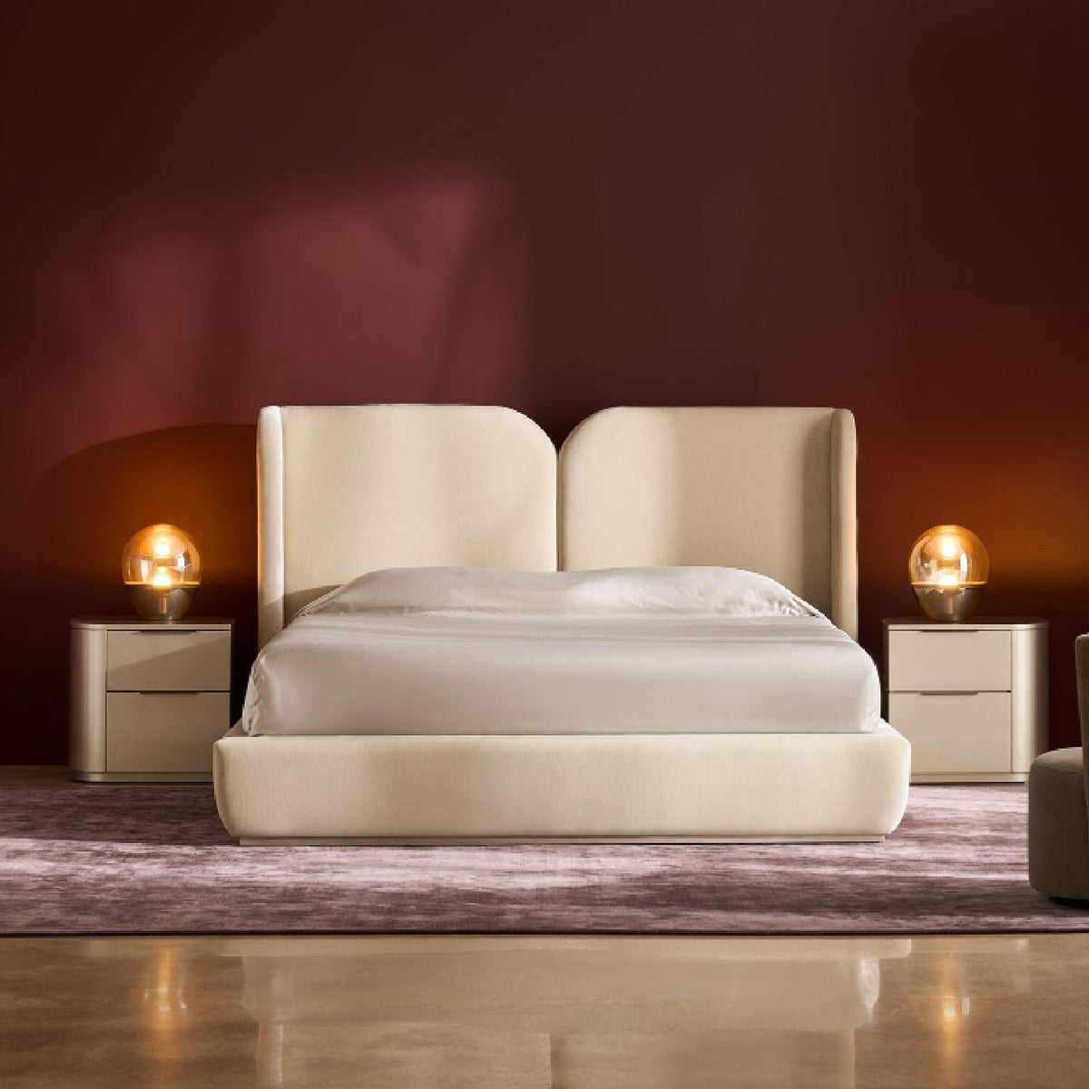Silver Gloss 2-Drawer Nightstand | Caracole Oblique