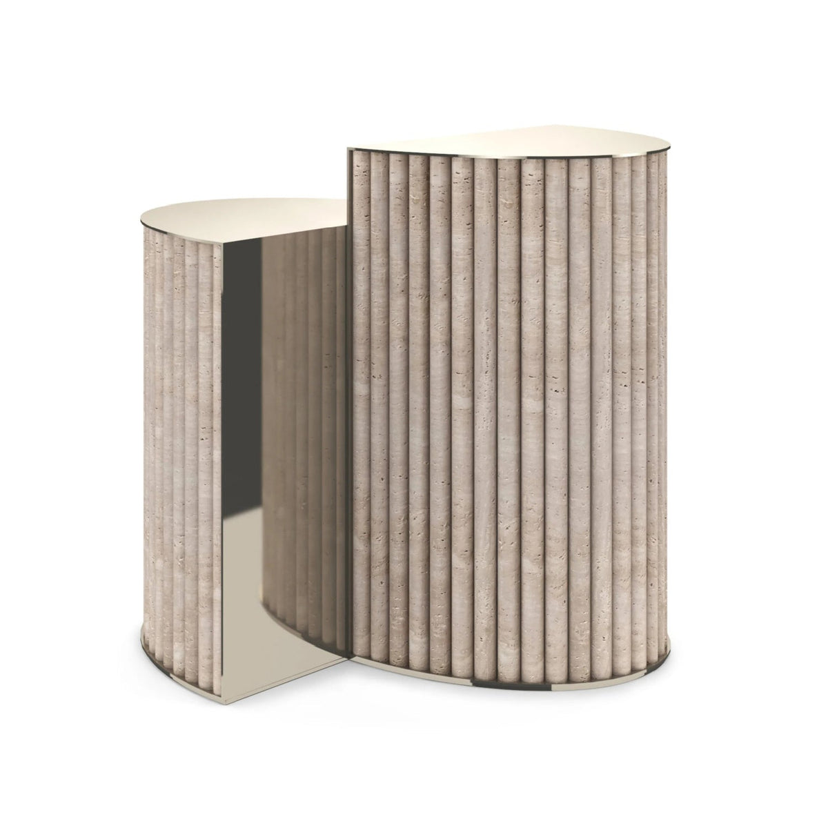 Modern European furniture - Ribbed Travertine Side Table - www.oroa.com