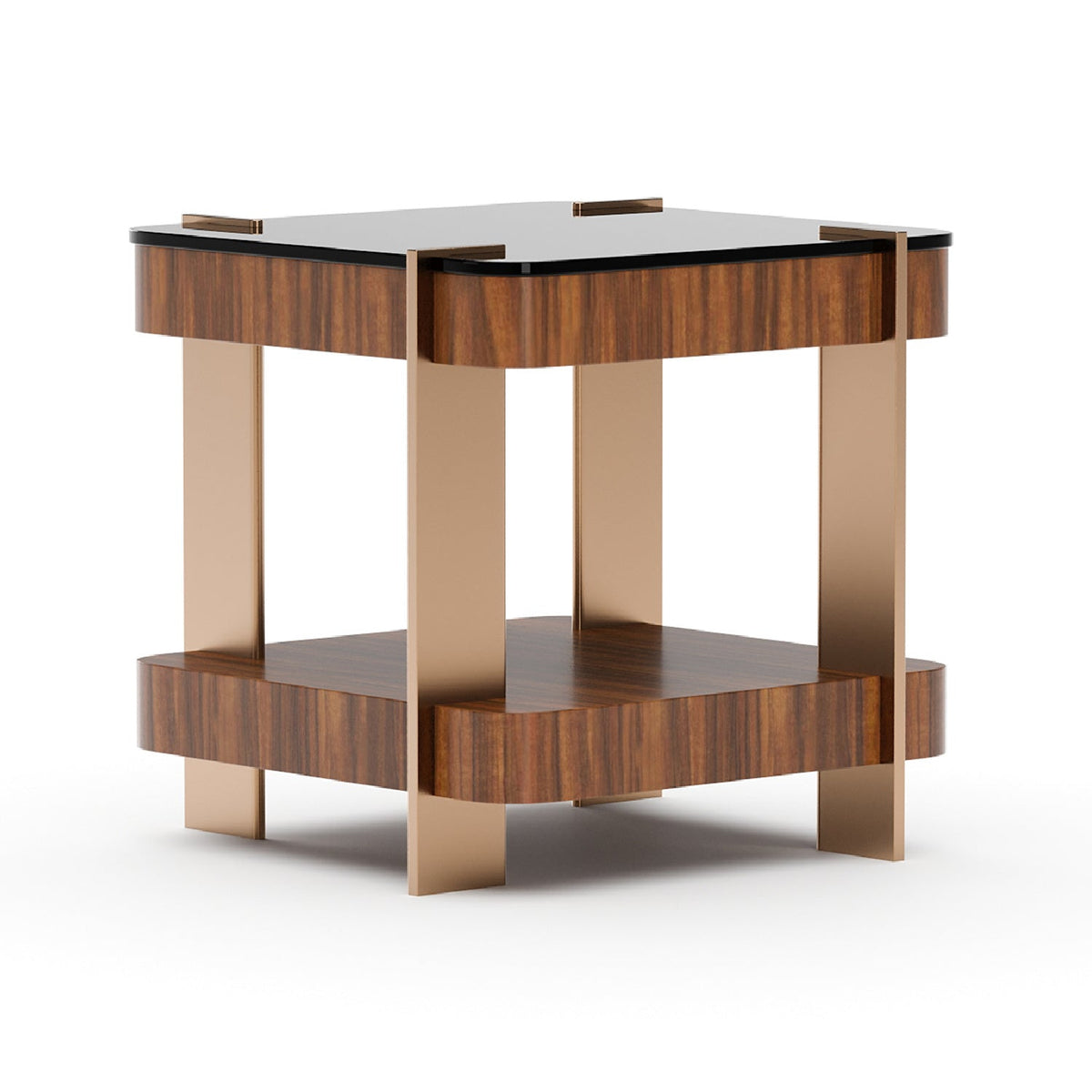 Smoked Walnut Square Side Table | Caracole Altura