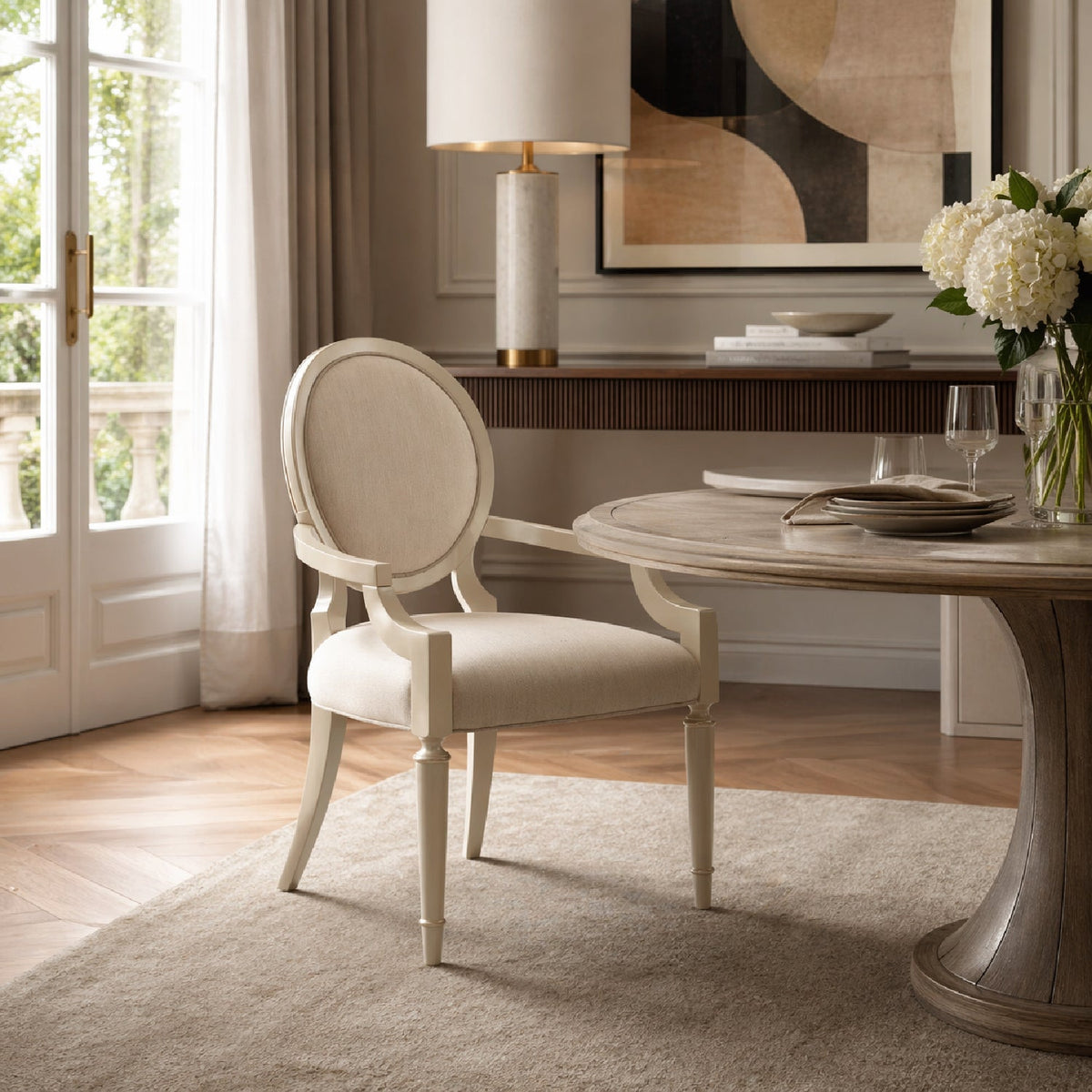 Modern furniture - White Round-Back Dining Chairs (2) - www.oroa.com