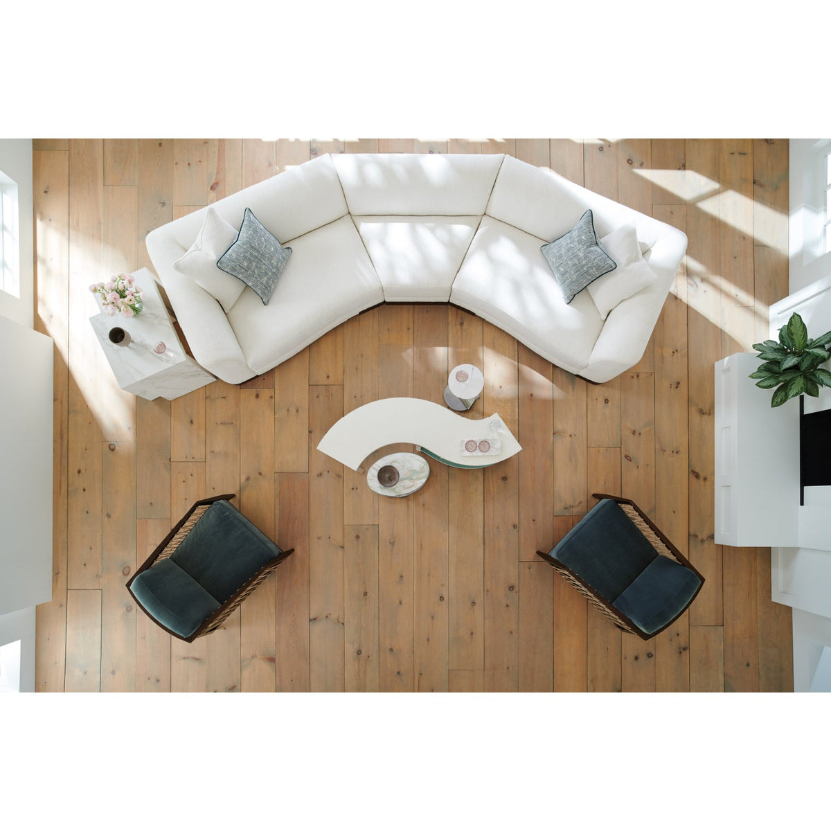 White S-Shaped Cocktail Table | Caracole Over Flow