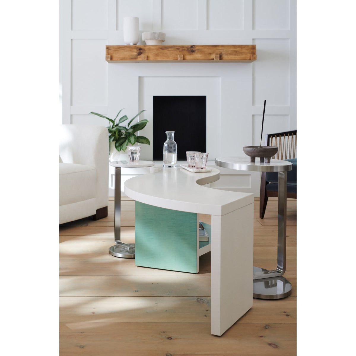 White S-Shaped Cocktail Table | Caracole Over Flow