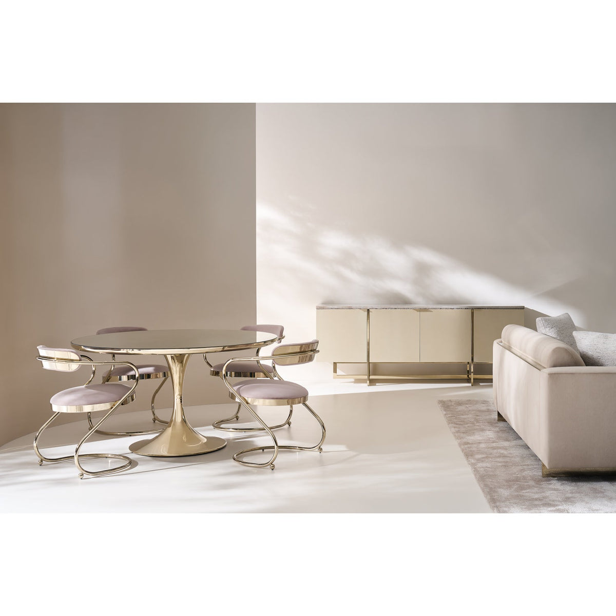 Mirror Top Round Dining Table | Caracole Semper