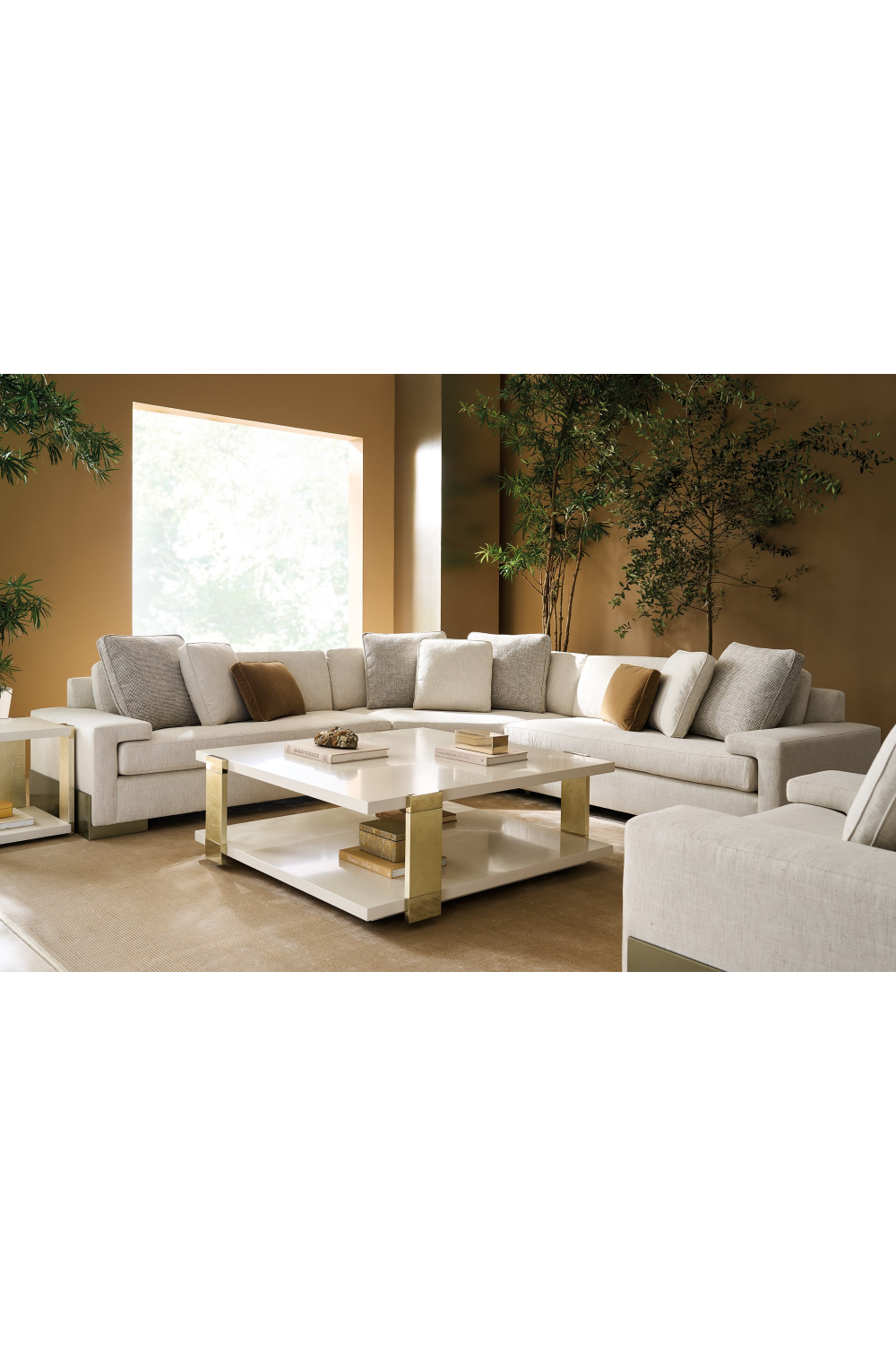 Gold Accent Square Coffee Table | Caracole I'll Take The Corner | Oroa.com