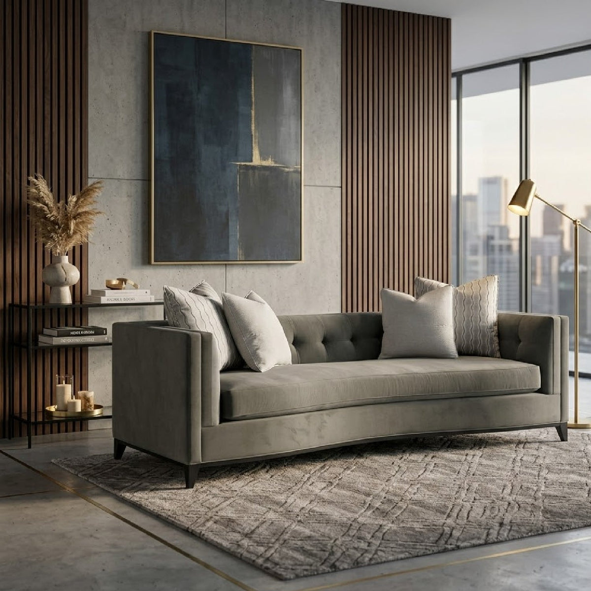 Gray Velvet Tufted Sofa | Caracole Grace