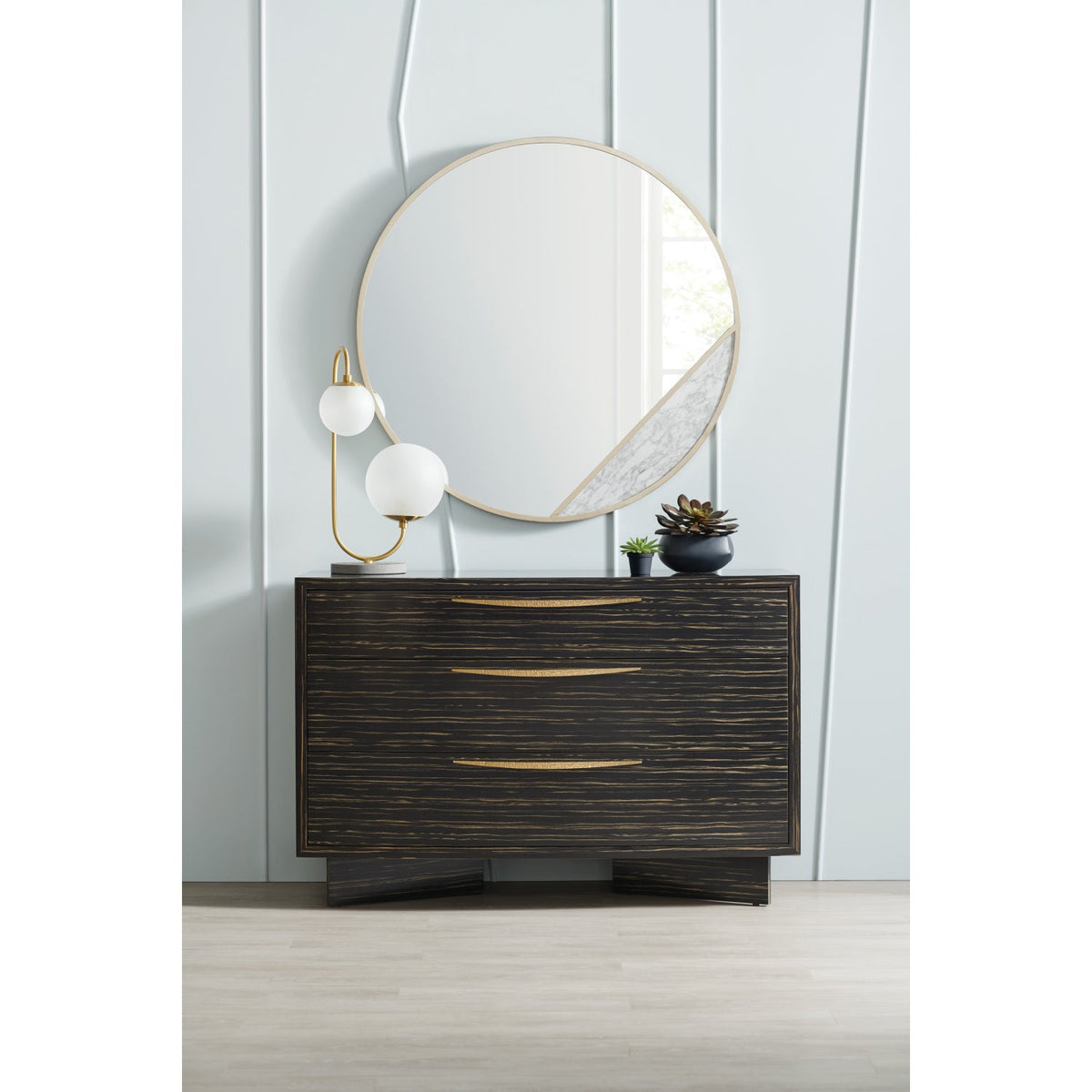 Striated Black 3-Drawer Dresser | Caracole Vector