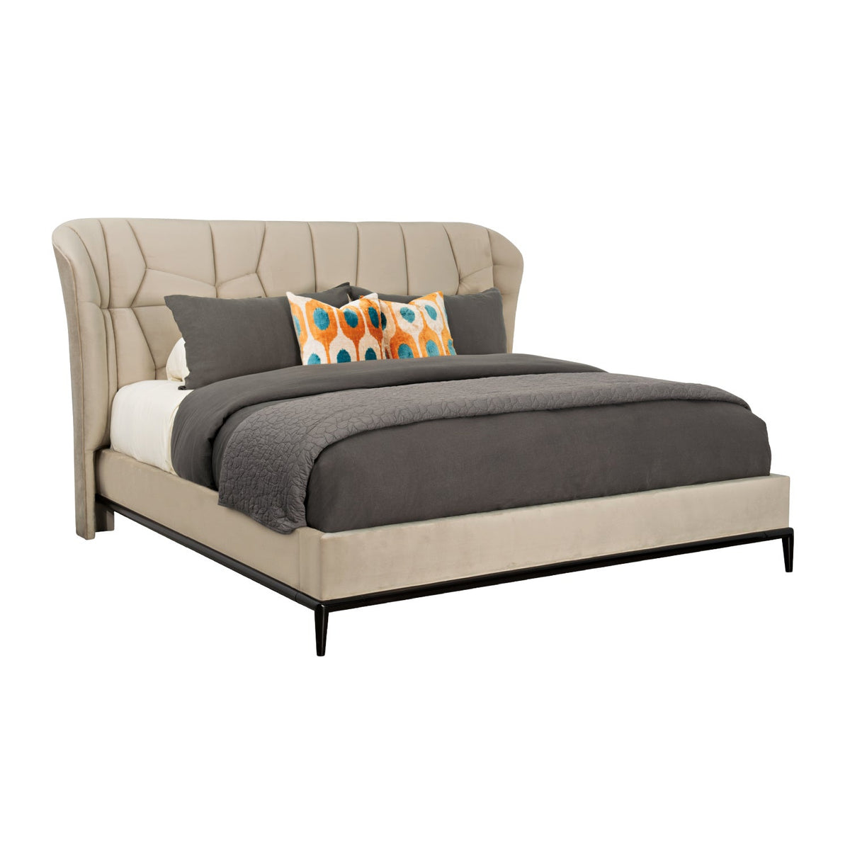 Beige Quilted Bed | Caracole Vector