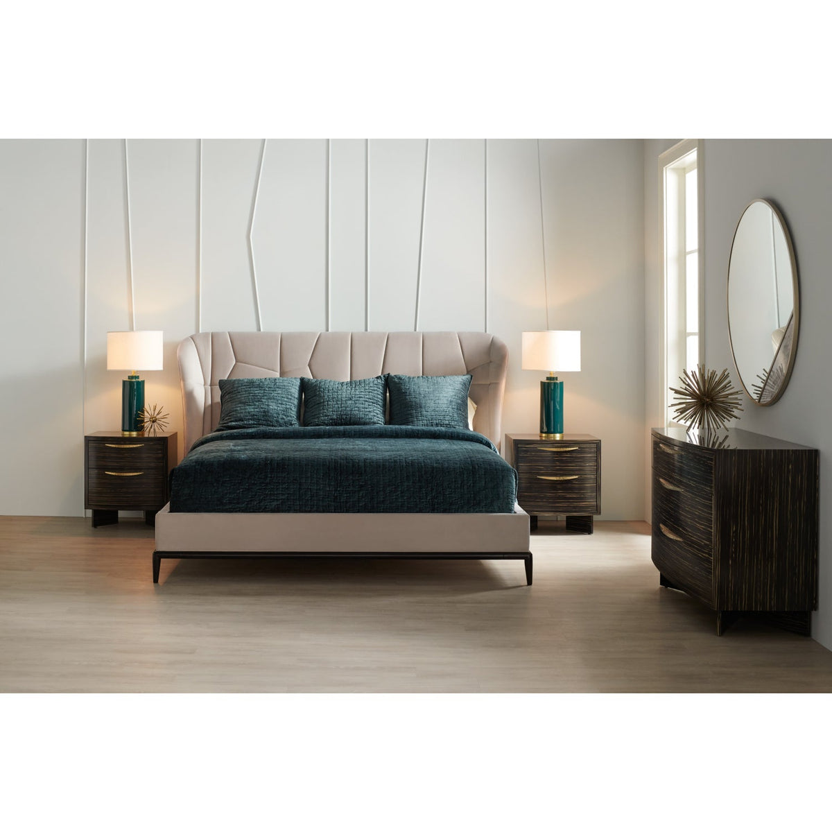 Beige Quilted Bed | Caracole Vector