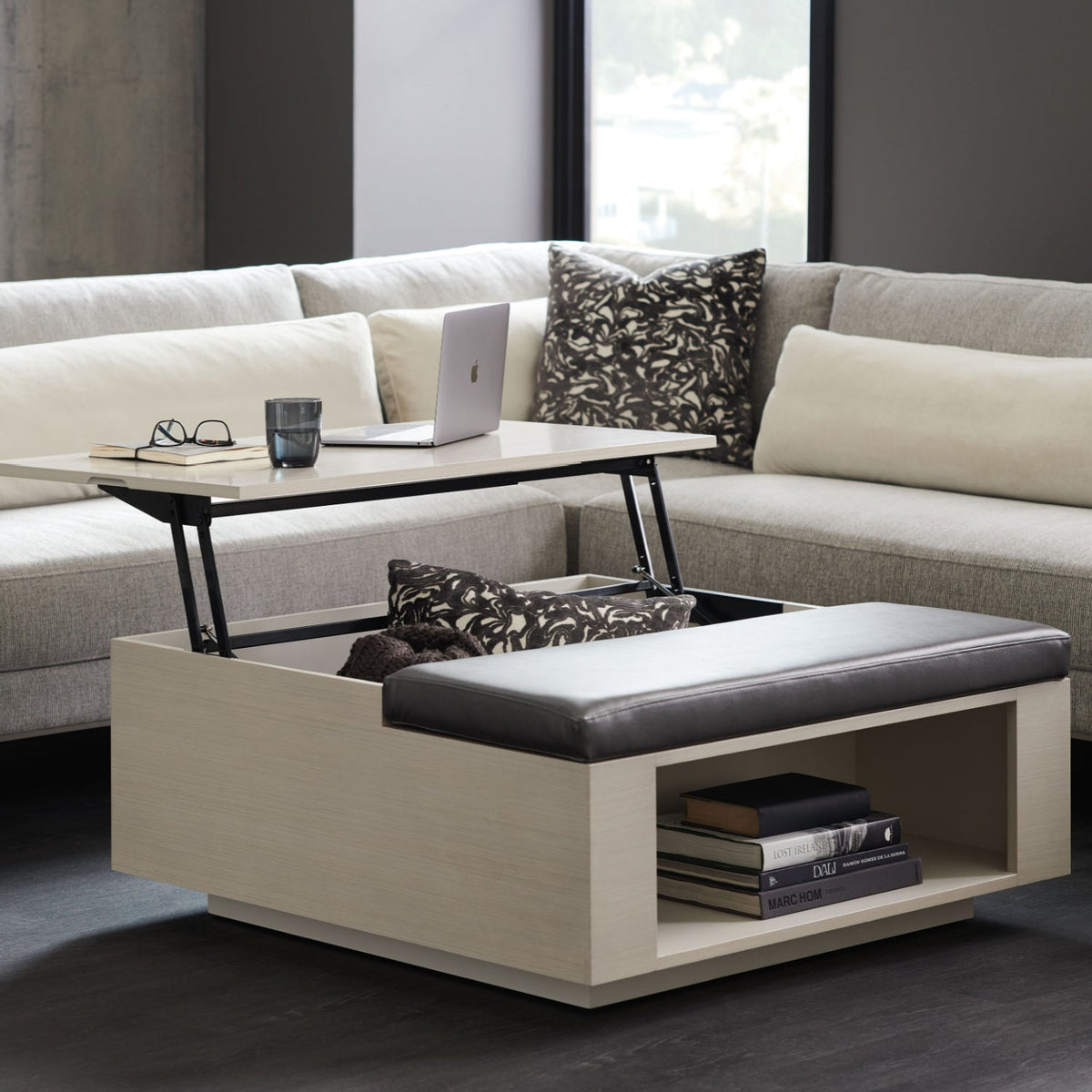Taupe Lift-Top Coffee Table | Caracole Repetition
