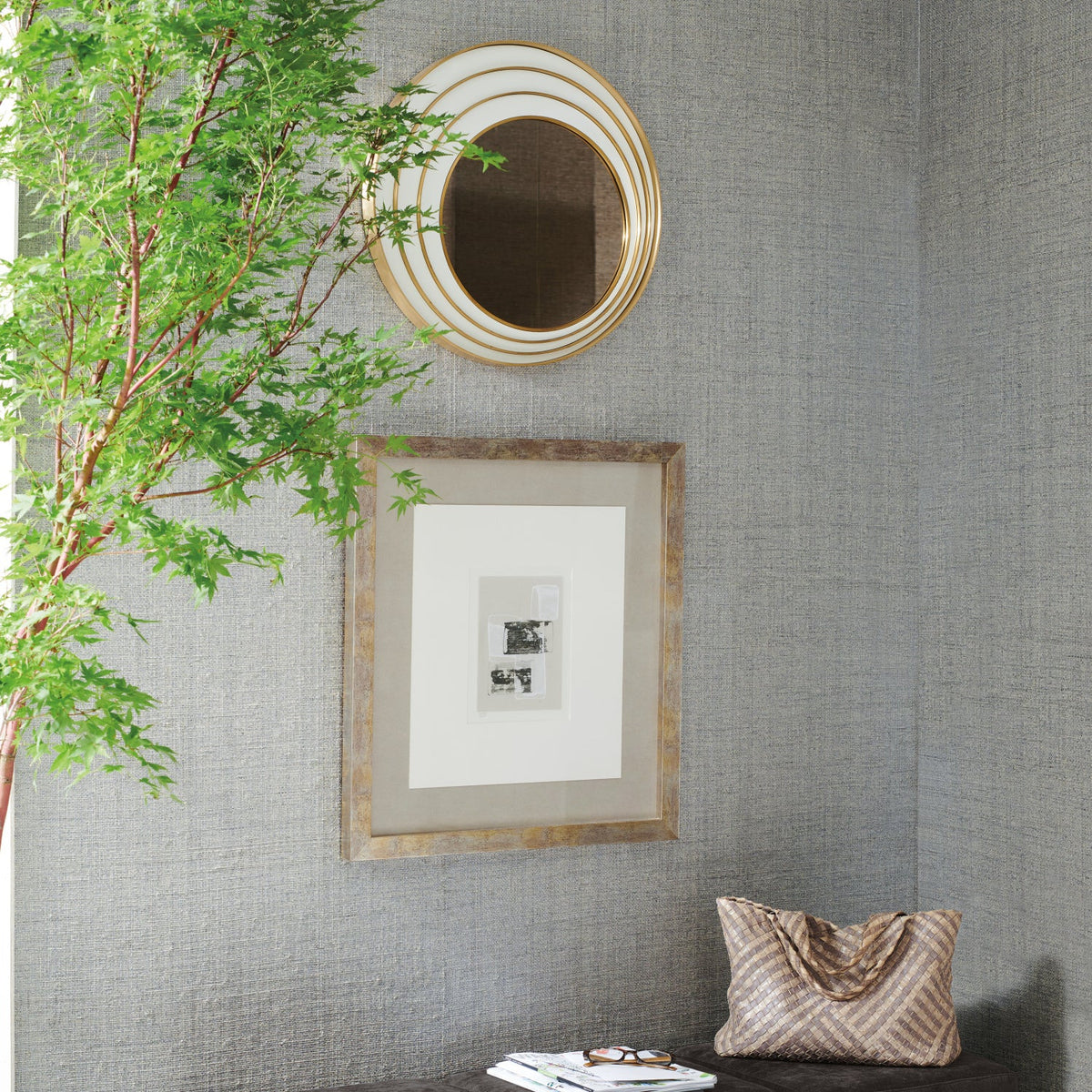 Brass Asymmetrical Round Mirror | Caracole The Solar