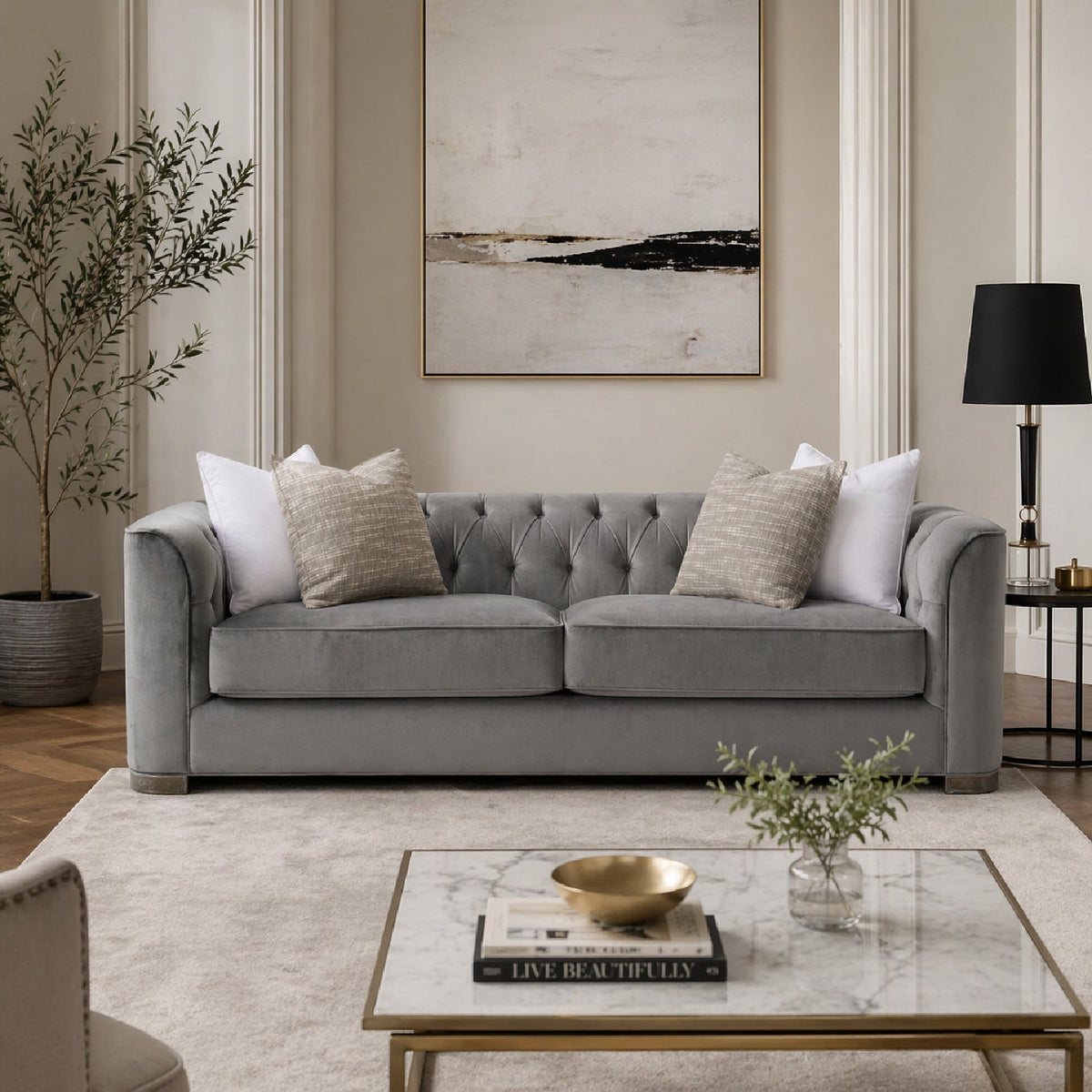 Gray Tufted Sofa | Caracole Tuft
