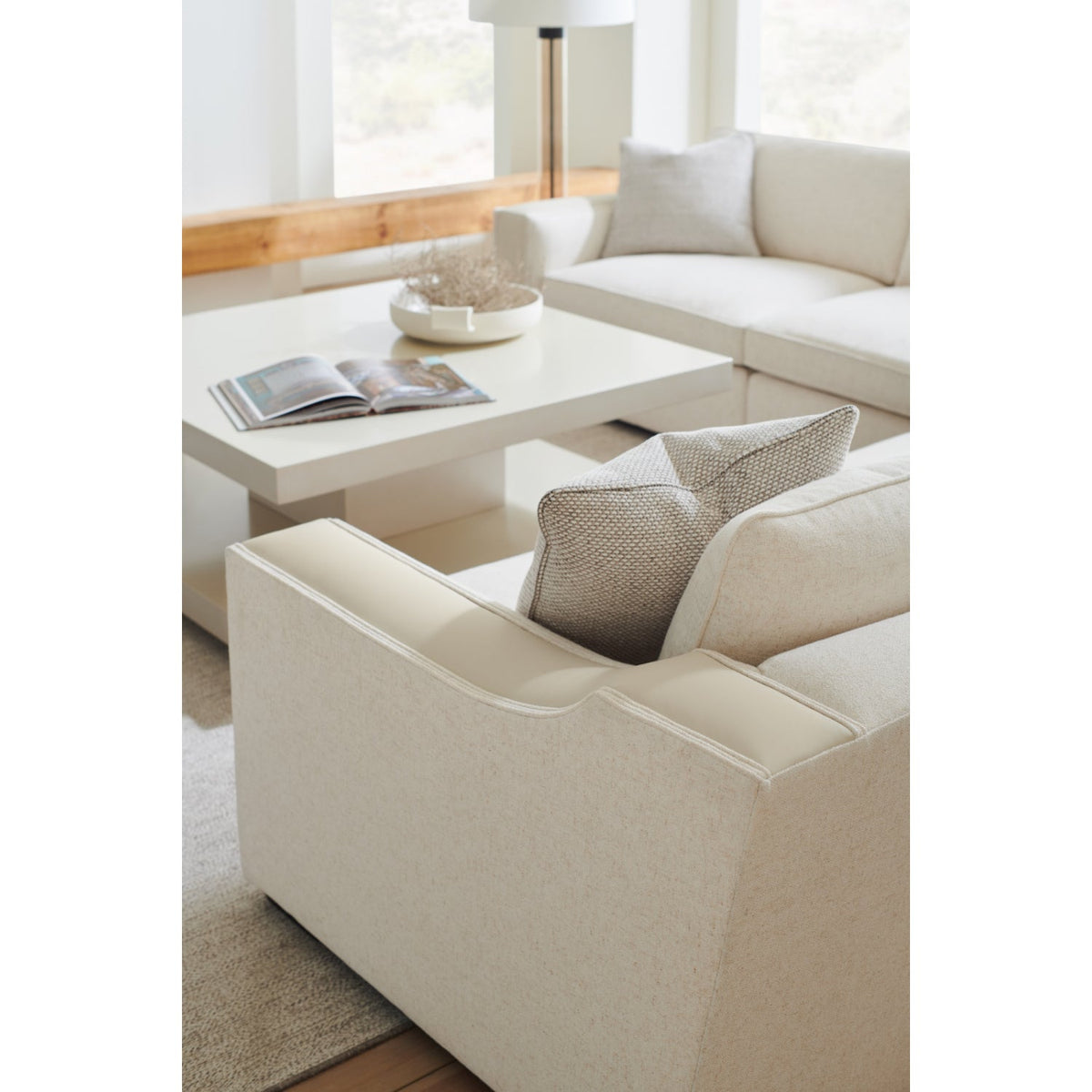 Cream Left-Armed Sectional Chair | Caracole Back on Track