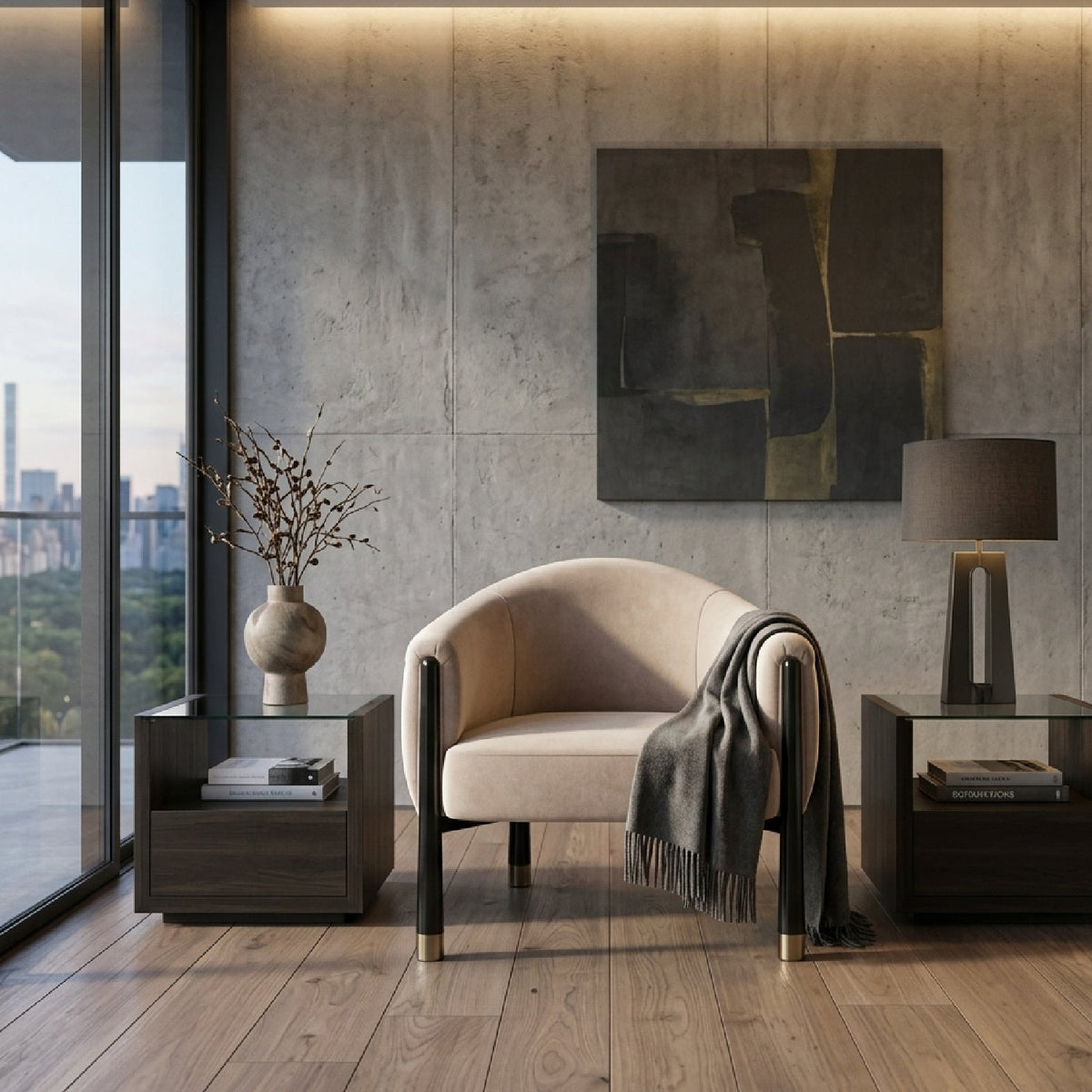 Velvet Curved Accent Chair | Caracole Baton