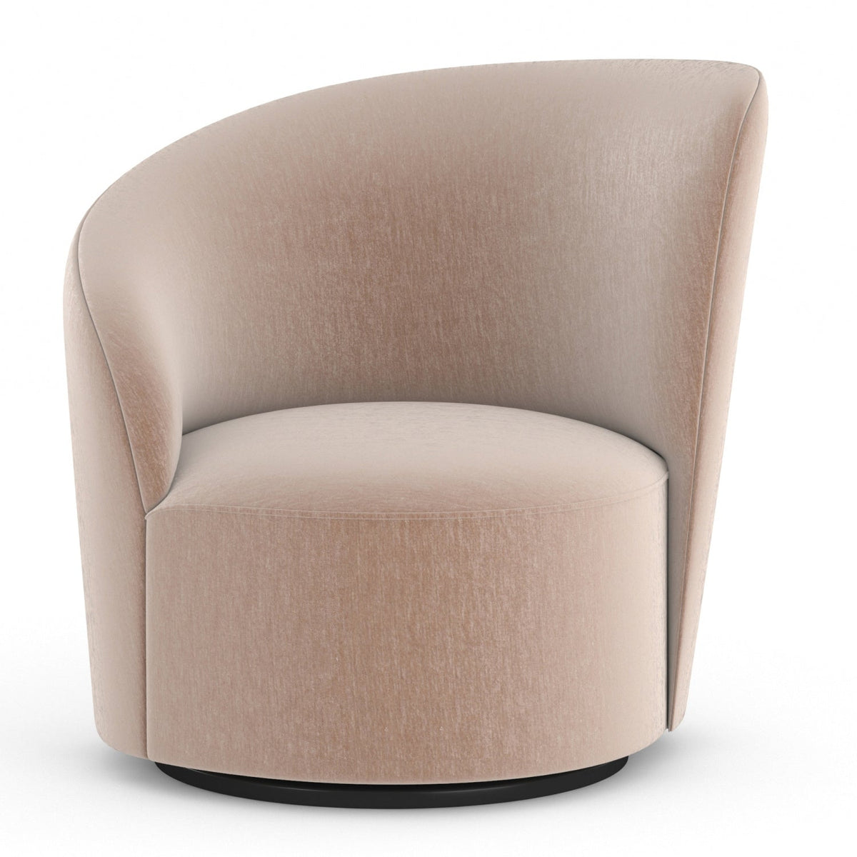 Taupe Velvet Left-Armed Swivel Chair | Caracole Whorl