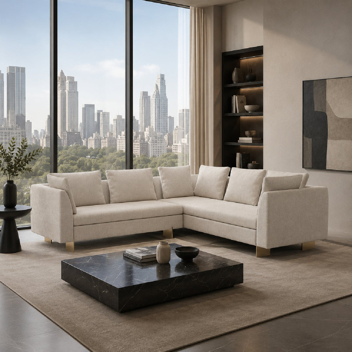 White Chenille Sectional Sofa L | Caracole Altura
