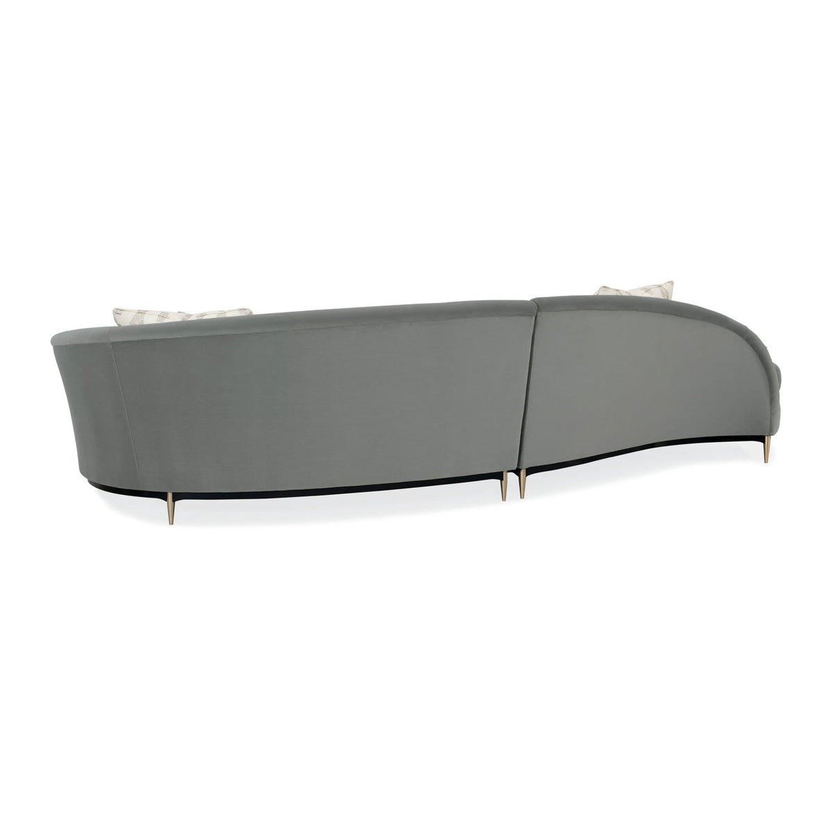 Gray Velvet Right-Armed Loveseat | Caracole Three's Company