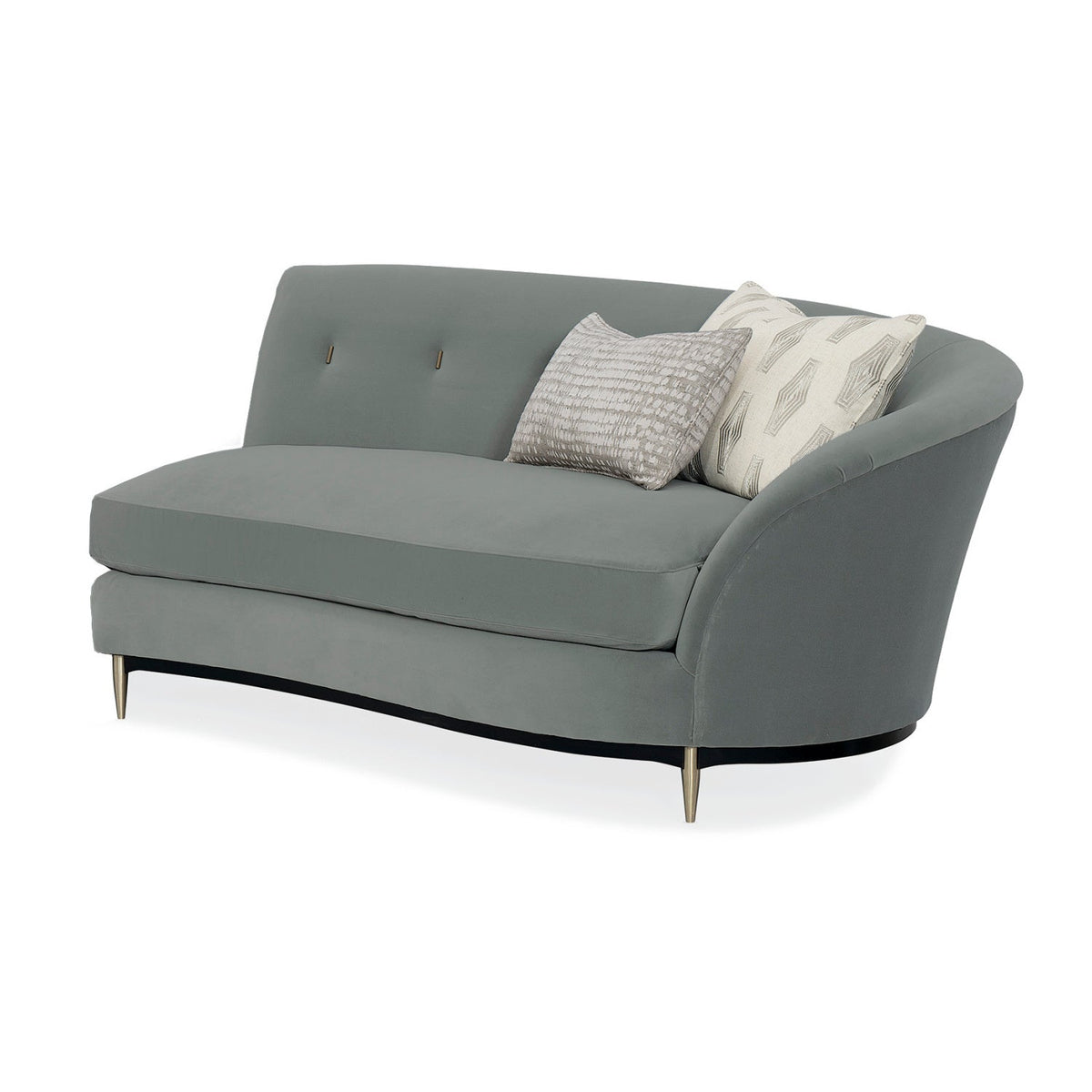Gray Velvet Right-Armed Loveseat | Caracole Three's Company