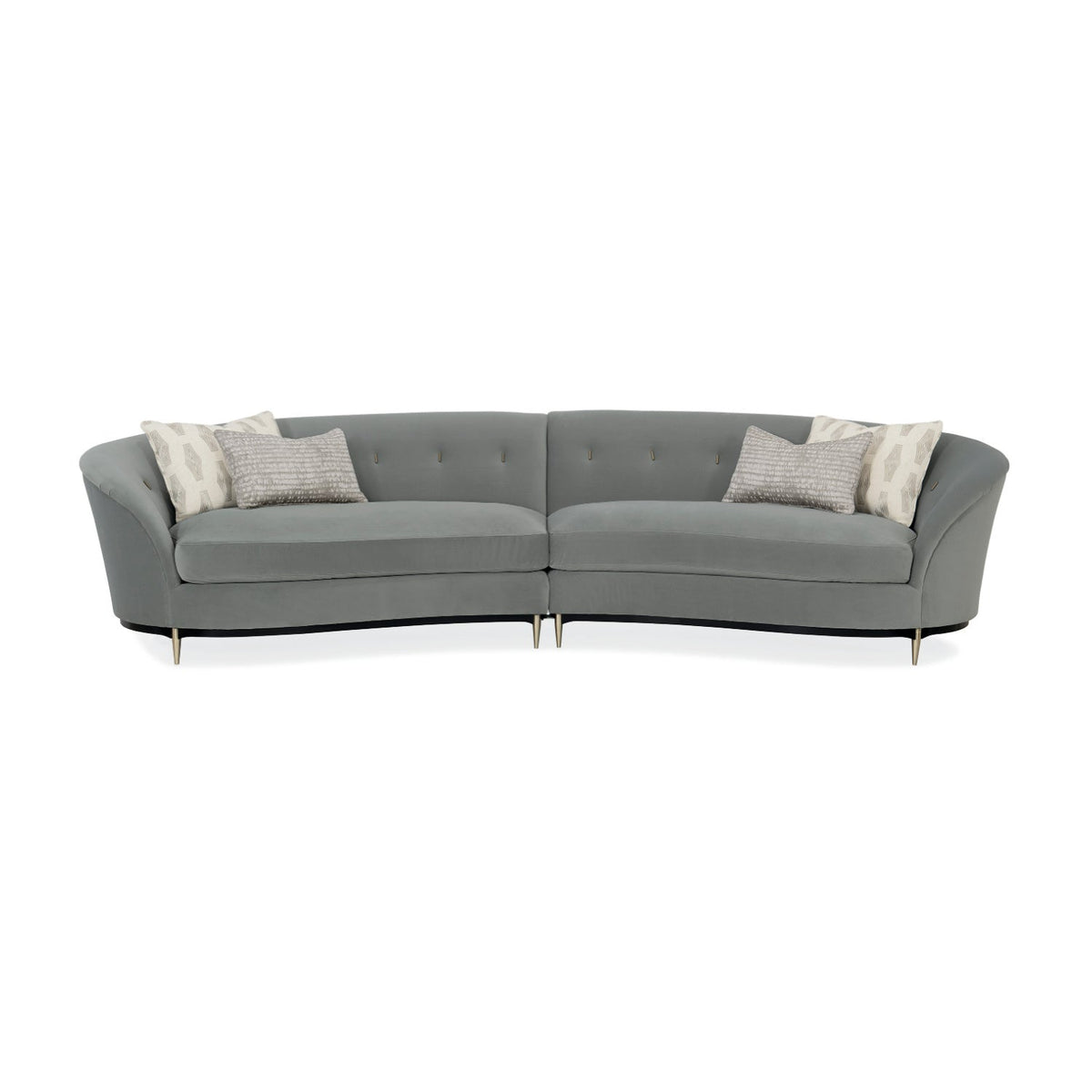 Gray Velvet Right-Armed Loveseat | Caracole Three's Company
