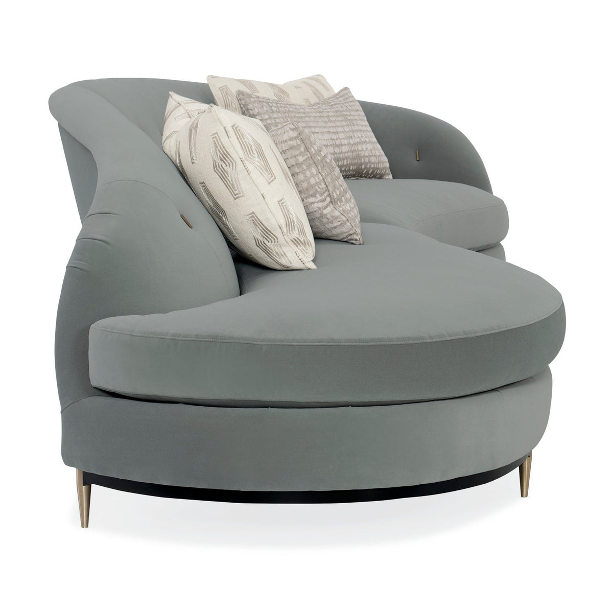 Gray Velvet Right-Armed Loveseat | Caracole Three's Company