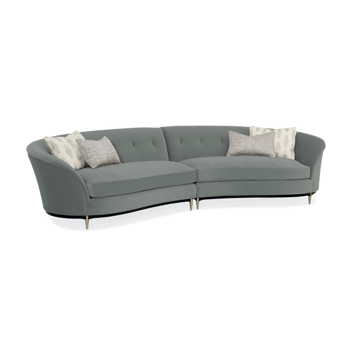Gray Velvet Right-Armed Loveseat | Caracole Three's Company