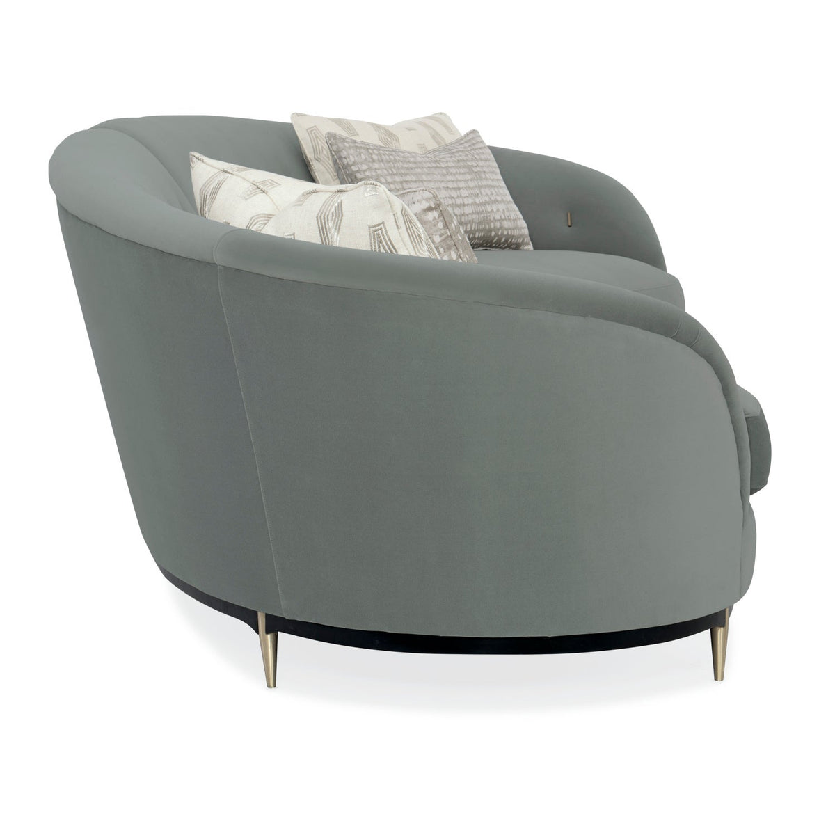 Gray Velvet Right-Armed Loveseat | Caracole Three's Company
