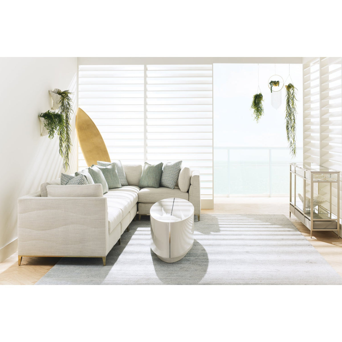 Wavy Quilted Armless Lounge Chair | Caracole Under Currents
