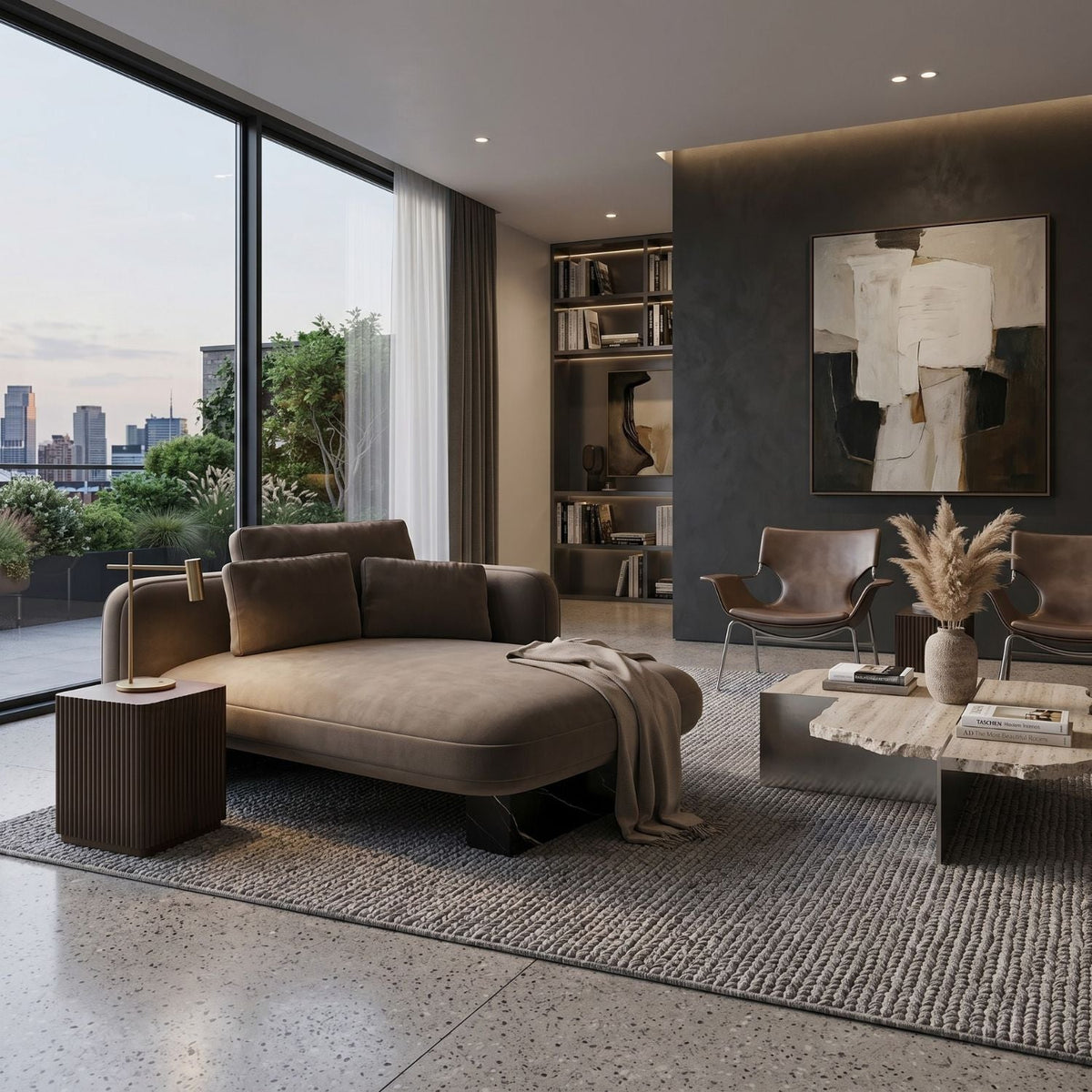 Taupe Velvet Right Chaise | Caracole Overlap