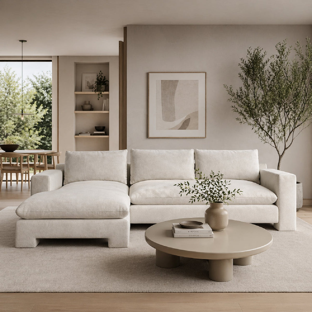 White Velvet Sectional Chaise | Caracole Devon