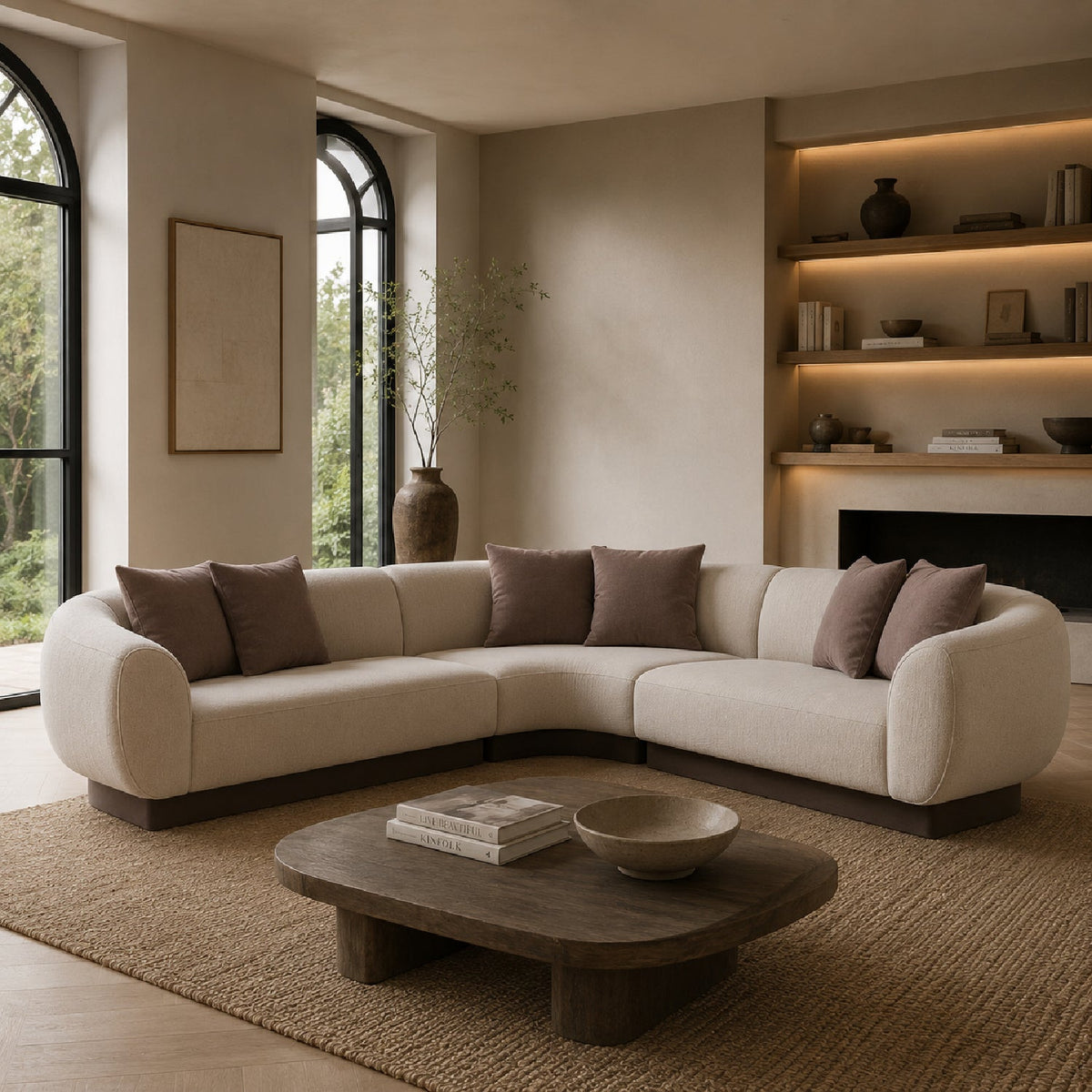 Ribbed Linen Sectional Sofa | Caracole Seta