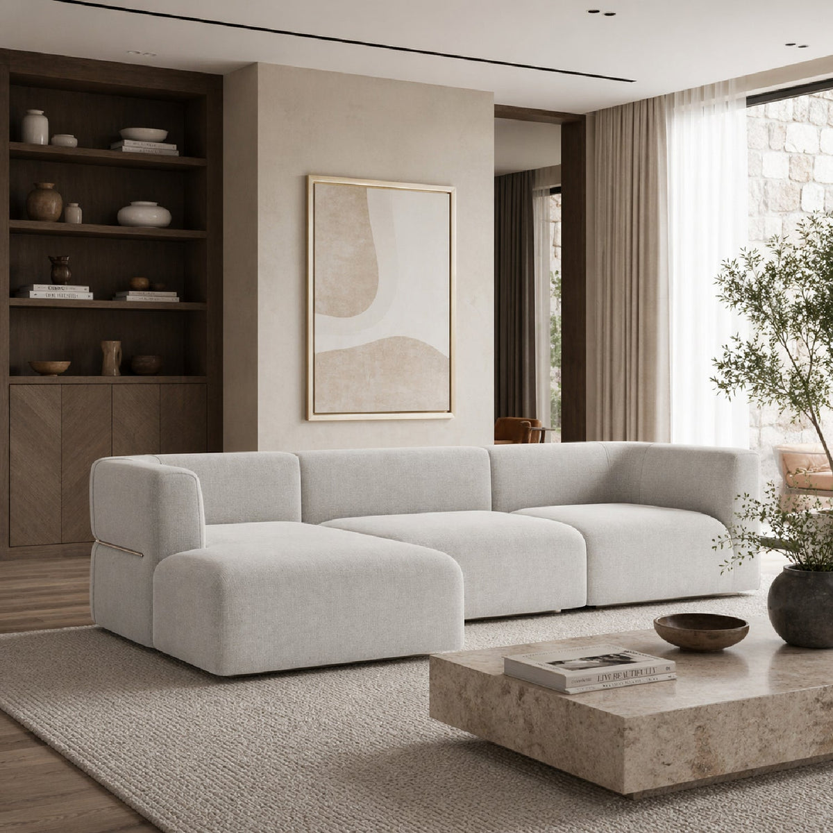 Ribbed Linen Sectional Sofa | Caracole Rhythm
