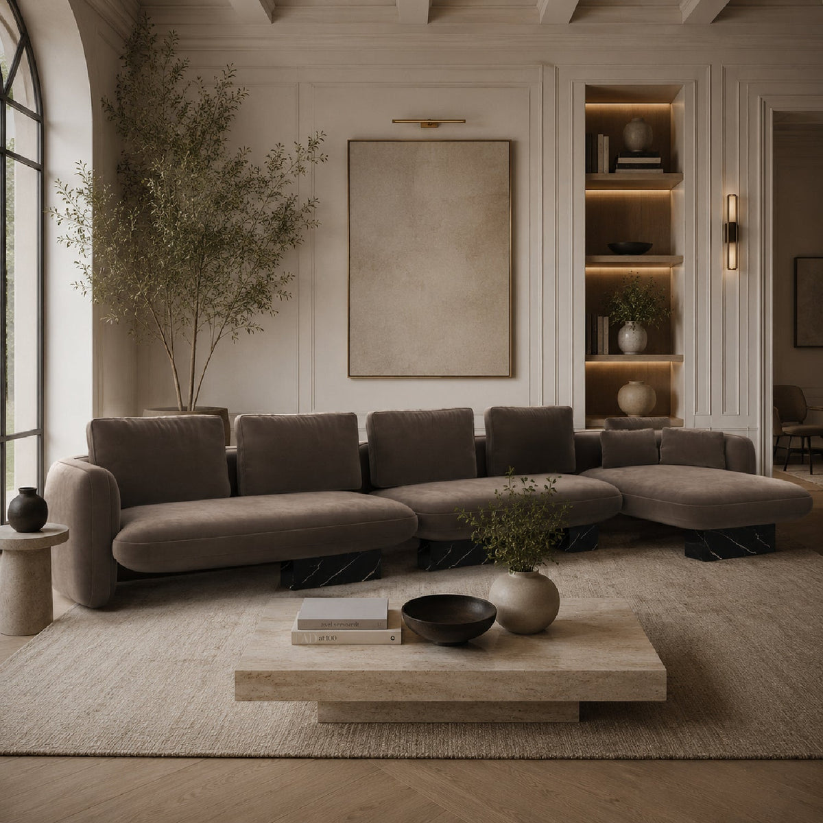 Linen Right Chaise Sectional Sofa L | Caracole Overlap