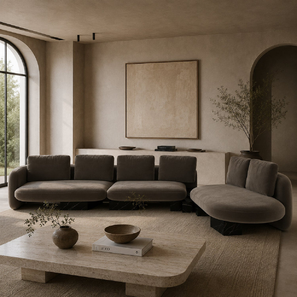 Bumper Linen Sectional Sofa L | Caracole Overlap