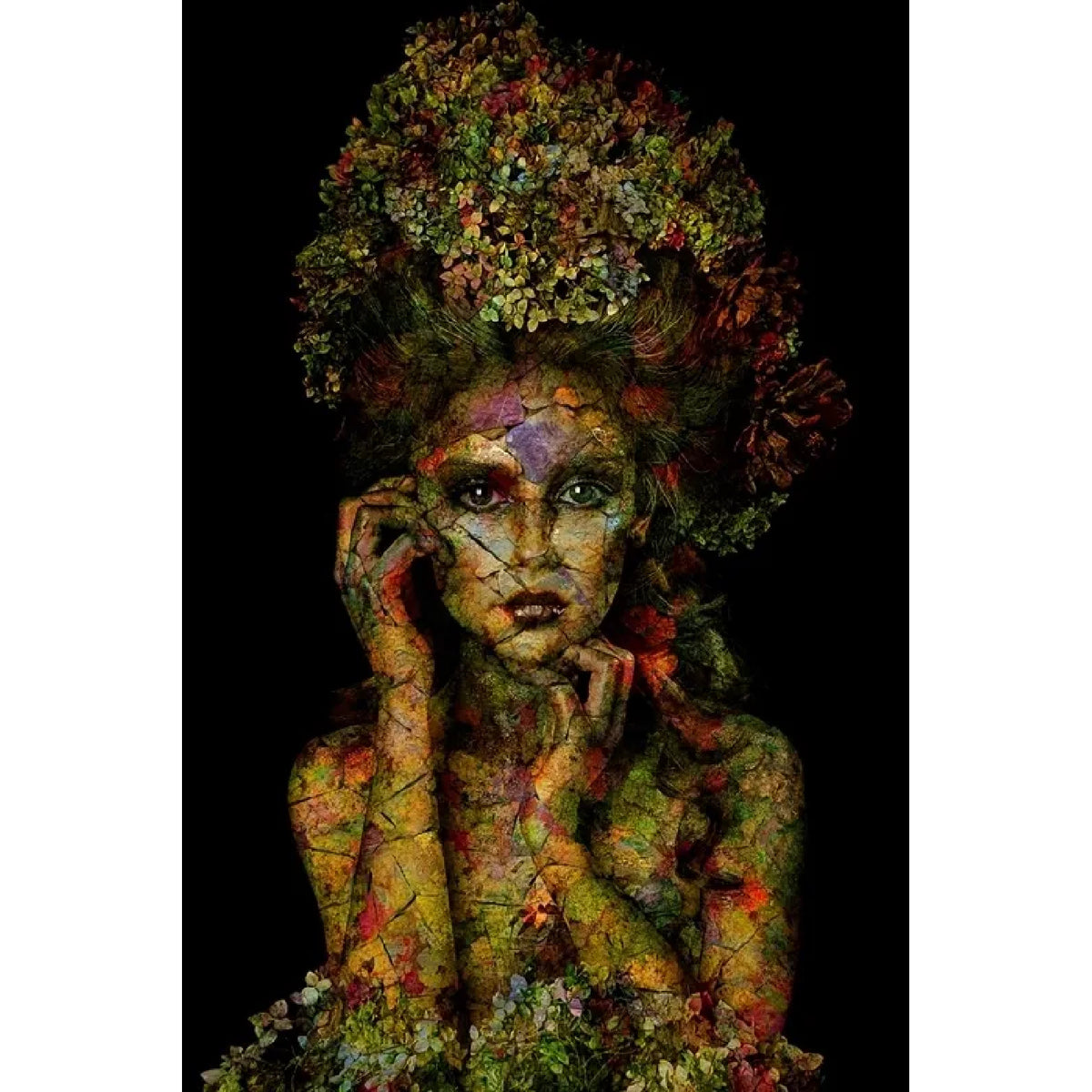 Modern European furniture - Floral Embellished Woman Photographic Art - www.oroa.com