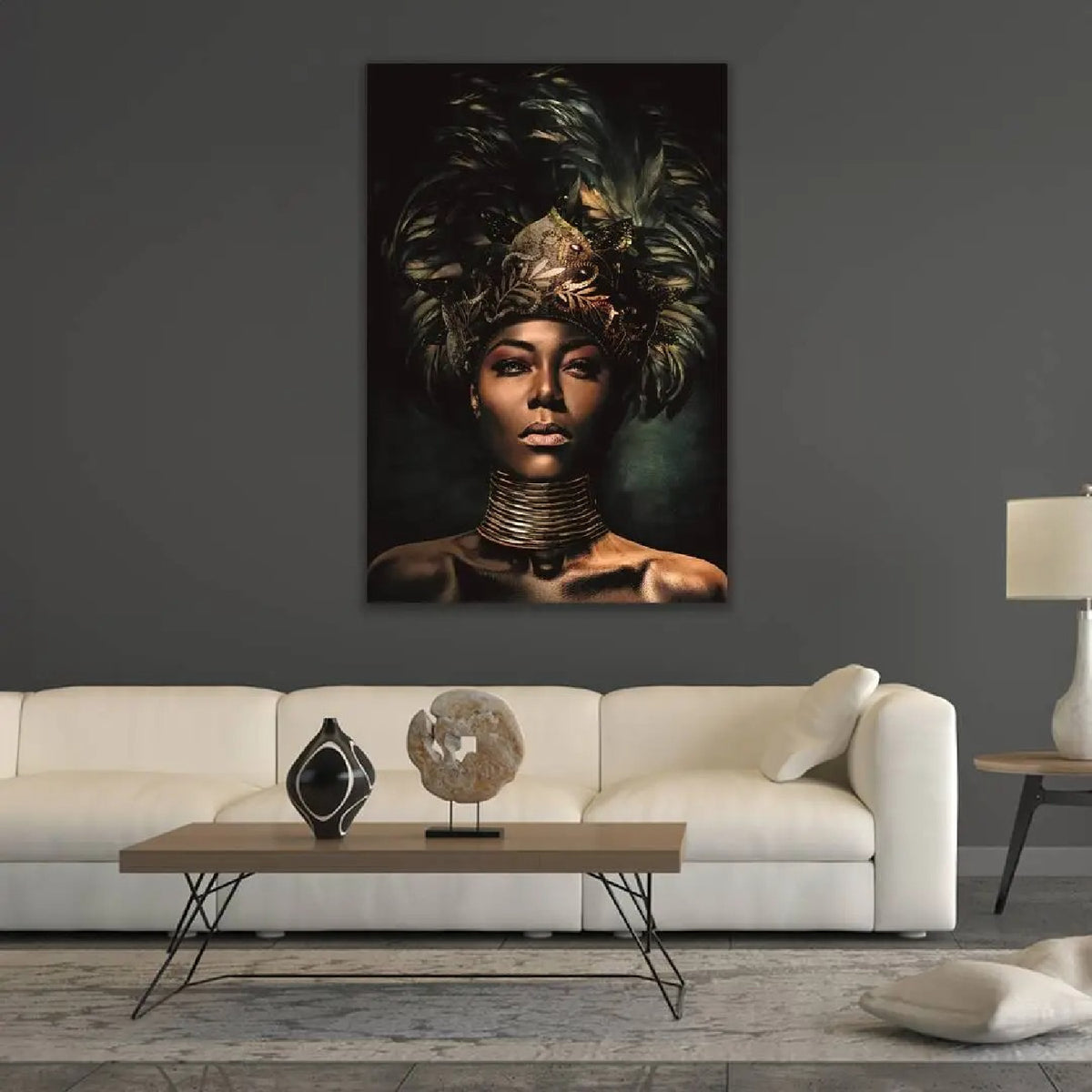 Mystique Queen Feather Headpiece Woman photographic art print by Cobra Art, alternate view 2